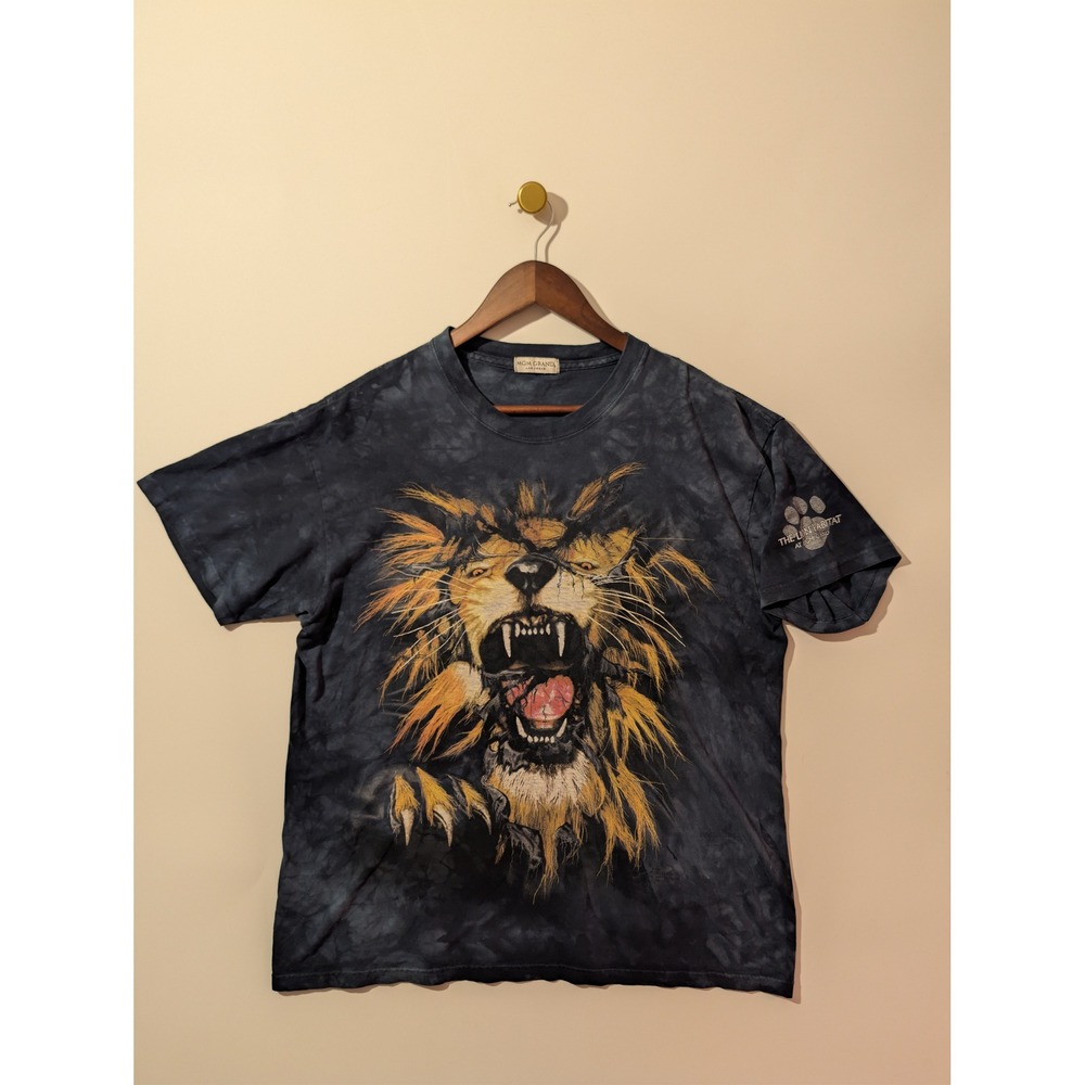 MGM Grand Lion Graphic Tee Mens XL Black Tie Dye Excellent Lion Habitat Vegas